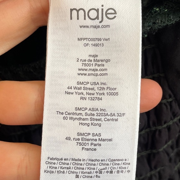 Maje sequin embroidered top green v neck balloon sleeve going out event party 1 - Picture 11 of 16